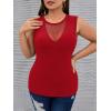 image:imageMakeMeChic Womens Plus Size Mesh Sheer Sleeveless Tank Top Sexy Round Neck Summer Casual TopsBurgundy