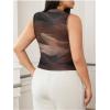 image:imageMakeMeChic Womens Plus Size Mock Neck Tank Tops Tie Dye Sleeveless Ruched Summer ShirtBrown