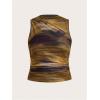 image:imageMakeMeChic Womens Plus Size Mock Neck Tank Tops Tie Dye Sleeveless Ruched Summer ShirtMulticolor