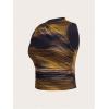image:imageMakeMeChic Womens Plus Size Mock Neck Tank Tops Tie Dye Sleeveless Ruched Summer ShirtMulticolor