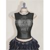 image:imageMakeMeChic Womens Plus Size Sparkly Tank Tops Mesh Sheer Crop Letter Sleeveless Y2k Going Out TopBlack