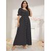 image:imageMakeMeChic Womens Plus Size Summer Floral Maxi Dresses Curvy Short Sleeve Shirred Boho Beach Wedding Long DressBlack