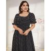 image:imageMakeMeChic Womens Plus Size Summer Floral Maxi Dresses Curvy Short Sleeve Shirred Boho Beach Wedding Long DressBlack