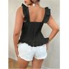 image:imageMakeMeChic Womens Plus Size Summer Floral Ruffle Sleeve Tank Top Square Neck Peplum Shirred ShirtBlack