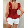 image:imageMakeMeChic Womens Plus Size Summer Floral Ruffle Sleeve Tank Top Square Neck Peplum Shirred ShirtBurgundy