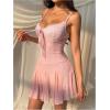 image:imageMakeMeChic Womens Plus Size Summer Mini Dress Cheetah Print Ruffle A Line Floral Lace Vintage Short DressesPink