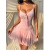 image:imageMakeMeChic Womens Plus Size Summer Mini Dress Cheetah Print Ruffle A Line Floral Lace Vintage Short DressesPink