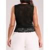 image:imageMakeMeChic Womens Plus Size Tank Top Floral Lace Deep V Neck Lettuce Trim Y2K Going Out TopsBlack