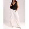 image:imageMakeMeChic Womens Plus Size Tank Top Floral Lace Deep V Neck Lettuce Trim Y2K Going Out TopsBlack