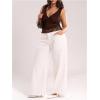 image:imageMakeMeChic Womens Plus Size Tank Top Floral Lace Deep V Neck Lettuce Trim Y2K Going Out TopsCoffee Brown