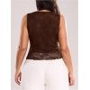 image:imageMakeMeChic Womens Plus Size Tank Top Floral Lace Deep V Neck Lettuce Trim Y2K Going Out TopsCoffee Brown