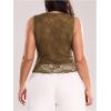 image:imageMakeMeChic Womens Plus Size Tank Top Floral Lace Deep V Neck Lettuce Trim Y2K Going Out TopsGreen