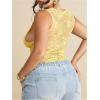 image:imageMakeMeChic Womens Plus Size Tank Top Floral Lace Deep V Neck Lettuce Trim Y2K Going Out TopsYellow