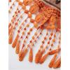 image:imageMakeMeChic Womens Plus Size Textured Sleeveless Fringe Trim Summer Crop Tank Top ShirtsMulti Orange