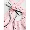 image:imageMakeMeChic Womens Polka Dots Flower Halter Crop Tops Criss Cross Cut Out Backless Shirred TankPink