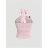 image:imageMakeMeChic Womens Polka Dots Flower Halter Crop Tops Criss Cross Cut Out Backless Shirred TankPink