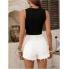 image:imageMakeMeChic Womens Polka Dots Fringe Top Crew Neck Sleeveless Western Cowboy Tank TopsBlack