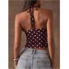 image:imageMakeMeChic Womens Polka Dots Halter Crop Tops Y2k Tie Backless Fitted Going Out TopCoffee Brown