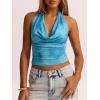image:imageMakeMeChic Womens Polka Dots Halter Top Y2k Going Out Tops Backless Deep V Cowl Neck TopsLight Blue