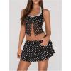 image:imageMakeMeChic Womens Polka Dots Halter Tops Y2k Twist Front Backless Ruffle Split TopBlack and White