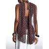 image:imageMakeMeChic Womens Polka Dots Mesh Sheer Tank Top Summer Halter Metal Sleeveless Going Out Tops with Scarf