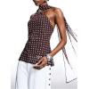 image:imageMakeMeChic Womens Polka Dots Mesh Sheer Tank Top Summer Halter Metal Sleeveless Going Out Tops with Scarf