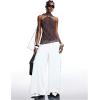 image:imageMakeMeChic Womens Polka Dots Mesh Sheer Tank Top Summer Halter Metal Sleeveless Going Out Tops with Scarf