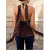 image:imageMakeMeChic Womens Polka Dots Open Back Halter Top Metal Decor Sleeveless Y2K Tank TopsBrown
