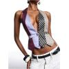 image:imageMakeMeChic Womens Polka Dots Striped Halter Tops Summer Y2K Sleeveless Tie Backless Crop Tank TopMulticolor