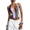image:imageMakeMeChic Womens Polka Dots Striped Halter Tops Summer Y2K Sleeveless Tie Backless Crop Tank TopMulticolor