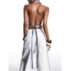 image:imageMakeMeChic Womens Polka Dots Striped Halter Tops Summer Y2K Sleeveless Tie Backless Crop Tank TopMulticolor