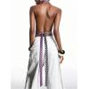 image:imageMakeMeChic Womens Polka Dots Striped Halter Tops Summer Y2K Sleeveless Tie Backless Crop Tank TopMulticolor Red Black