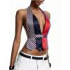 image:imageMakeMeChic Womens Polka Dots Striped Halter Tops Summer Y2K Sleeveless Tie Backless Crop Tank TopMulticolor Red Black