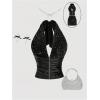 image:imageMakeMeChic Womens Rhinestone Glitter Sequin Halter Top Tie Open Back Sleeveless Fitted Party Tank TopsBlack