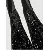 image:imageMakeMeChic Womens Rhinestone Glitter Sequin Halter Top Tie Open Back Sleeveless Fitted Party Tank TopsBlack