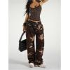 image:imageMakeMeChic Womens Rhinestone Scoop Neck Camisole Spaghetti Strap Sleeveless Y2k Tank TopsCoffee Brown