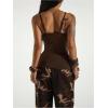 image:imageMakeMeChic Womens Rhinestone Scoop Neck Camisole Spaghetti Strap Sleeveless Y2k Tank TopsCoffee Brown