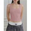 image:imageMakeMeChic Womens Rhinestone Sleeveless Y2k Crop Tank Top Sparkly Fitted Square Neck Top Summer Going Out TopsPink