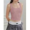 image:imageMakeMeChic Womens Rhinestone Sleeveless Y2k Crop Tank Top Sparkly Fitted Square Neck Top Summer Going Out TopsPink