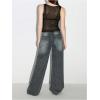 image:imageMakeMeChic Womens Rhinestone Sparkly Mesh Sheer Top Draped Front Tank Crop TopsBlack