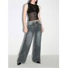 image:imageMakeMeChic Womens Rhinestone Sparkly Mesh Sheer Top Draped Front Tank Crop TopsBlack