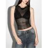image:imageMakeMeChic Womens Rhinestone Sparkly Mesh Sheer Top Draped Front Tank Crop TopsBlack