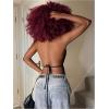 image:imageMakeMeChic Womens Rivet Studded Halter Crop Top Sleeveless Open Back Party Tank TopsBlack