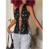 image:imageMakeMeChic Womens Rivet Studded Halter Crop Top Sleeveless Open Back Party Tank TopsBlack
