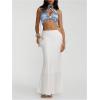 image:imageMakeMeChic Womens Satin Cut Out Halter Top Shell Criss Cross Tie Back Elegant Summer Crop TopsBlue