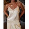 image:imageMakeMeChic Womens Satin Lace Camisole Top V Neck Sleeveless Going Out Party Tank TopsApricot
