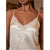 image:imageMakeMeChic Womens Satin Lace Camisole Top V Neck Sleeveless Going Out Party Tank TopsApricot