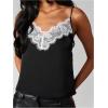 image:imageMakeMeChic Womens Satin Lace Camisole Top V Neck Sleeveless Going Out Party Tank TopsBlack B