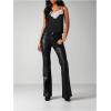 image:imageMakeMeChic Womens Satin Lace Camisole Top V Neck Sleeveless Going Out Party Tank TopsBlack B