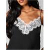 image:imageMakeMeChic Womens Satin Lace Camisole Top V Neck Sleeveless Going Out Party Tank TopsBlack B